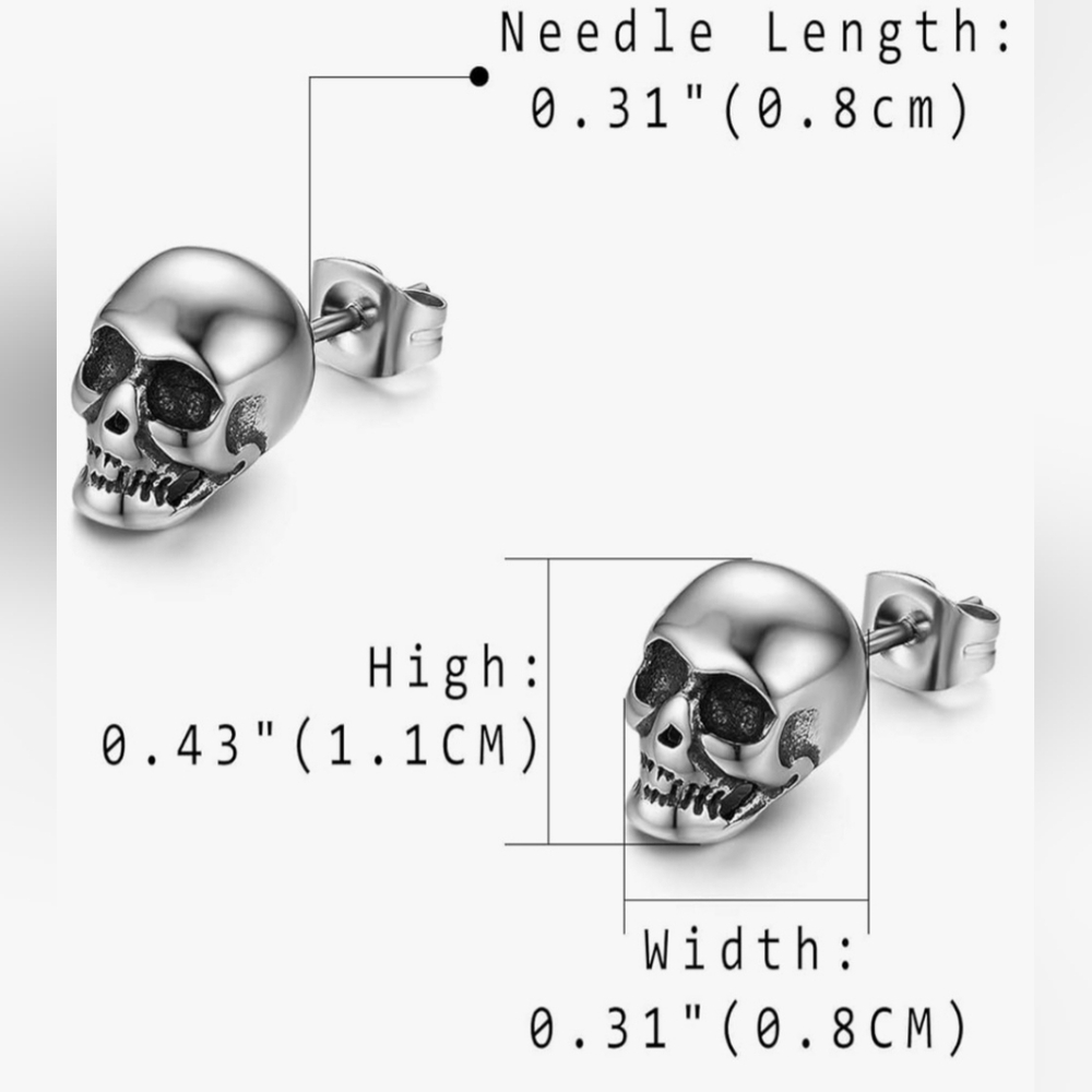 Silver Skull Stud Earrings